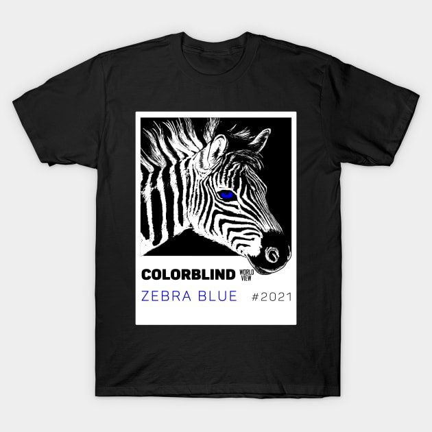 ZEBRA BLUE - white card  by COLORBLIND WorldView T-Shirt by DREAM SIGNED Collection